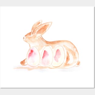 easter bunny, easter, rabbits, holiday, eggs, animal, illustration, watercolor Posters and Art